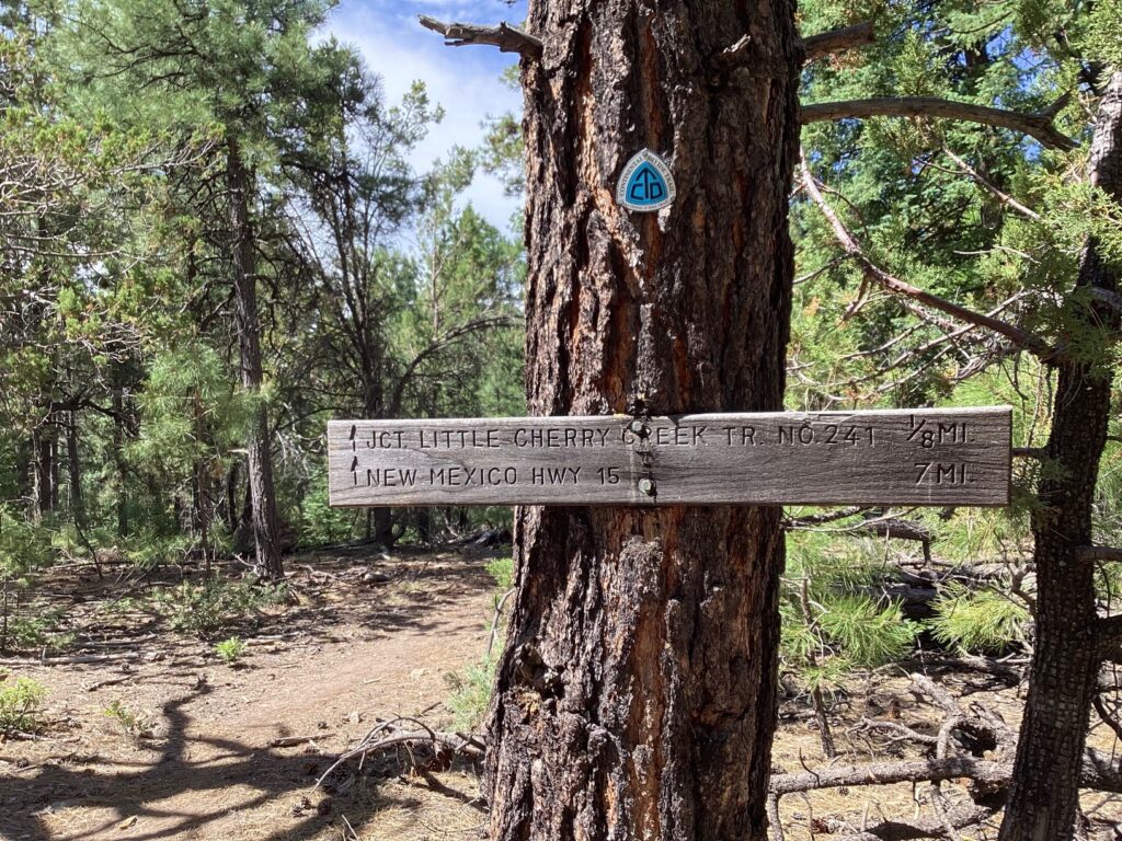 Trail sign at the saddle above Little Cherry Creek