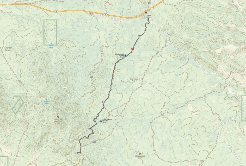 Map of the trail to Quartz Mountain