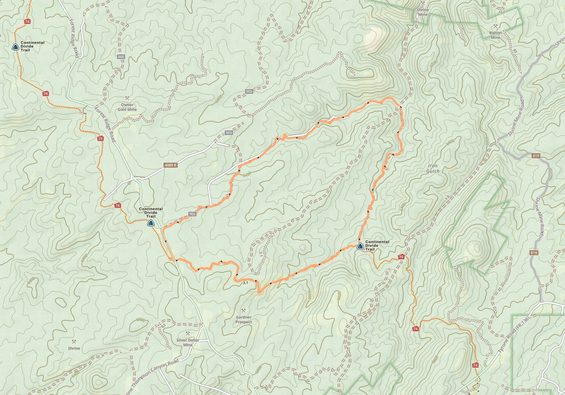 Map of the Maverick Canyon Willow Creek Trail