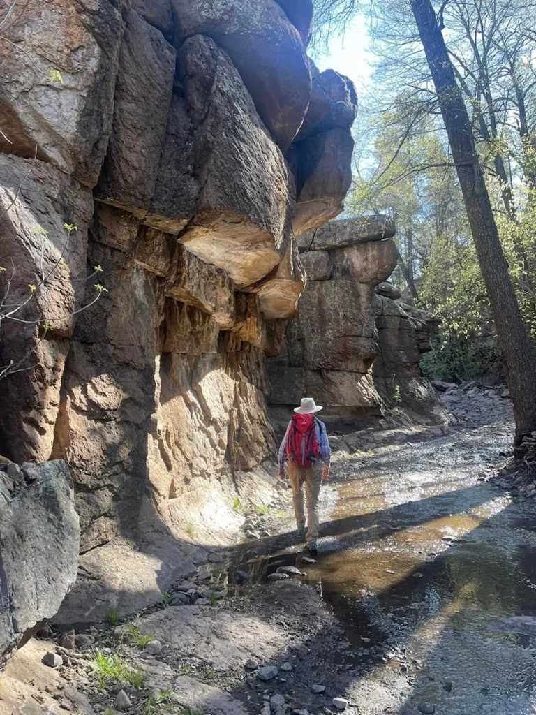 Solo hiker in Little Cherry Creekl